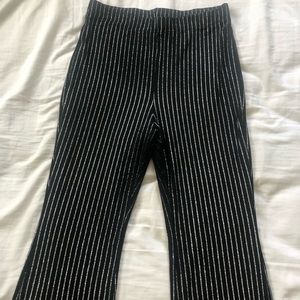 H&M black & silver glitter striped bell bottoms